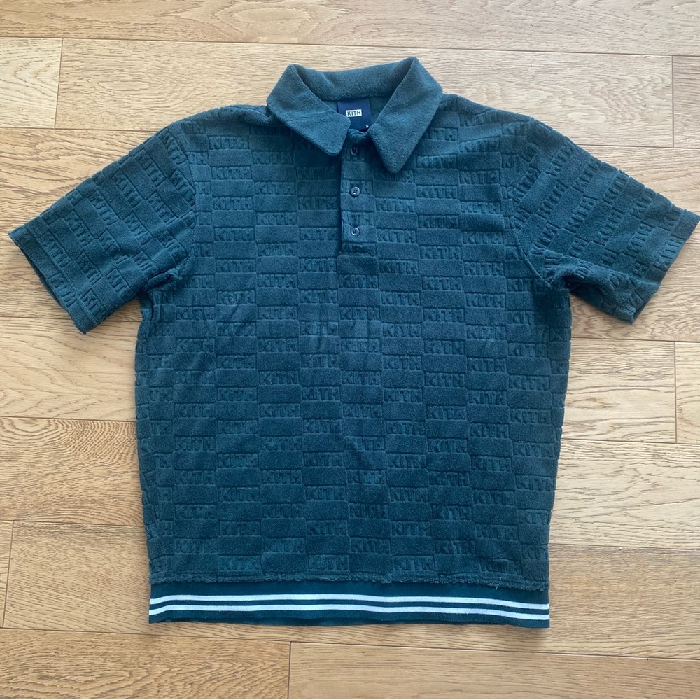 Kith Velour Terry Logo Polo Shirt Retro Streetwear Summer